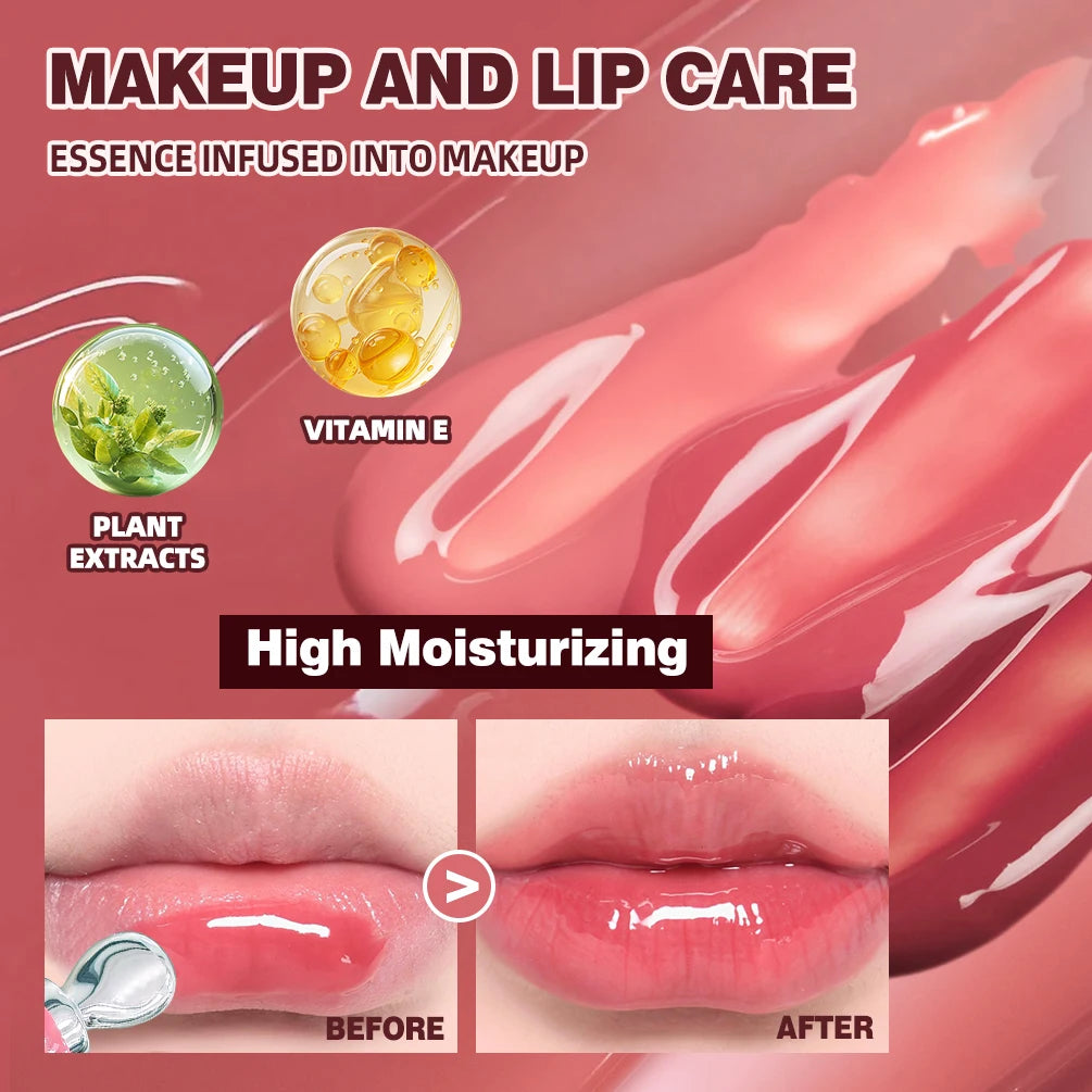 QIBEST Mirror Pearl Lipgloss Long Lasting Moisturizing Lipstick Shine Glitter Lip Glaze Non Stick Cup Jelly Pout Lip Tint Makeup