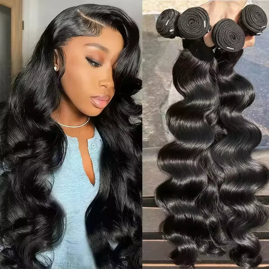 Human Hair 30 36 38 40 Inch Body Wave Bundles Brazilian 12A Curly 3 4 Bundles Human Hair Extensions For Women Natural Black Color Brazilian Virgin Weave Bundles Hair Extensions